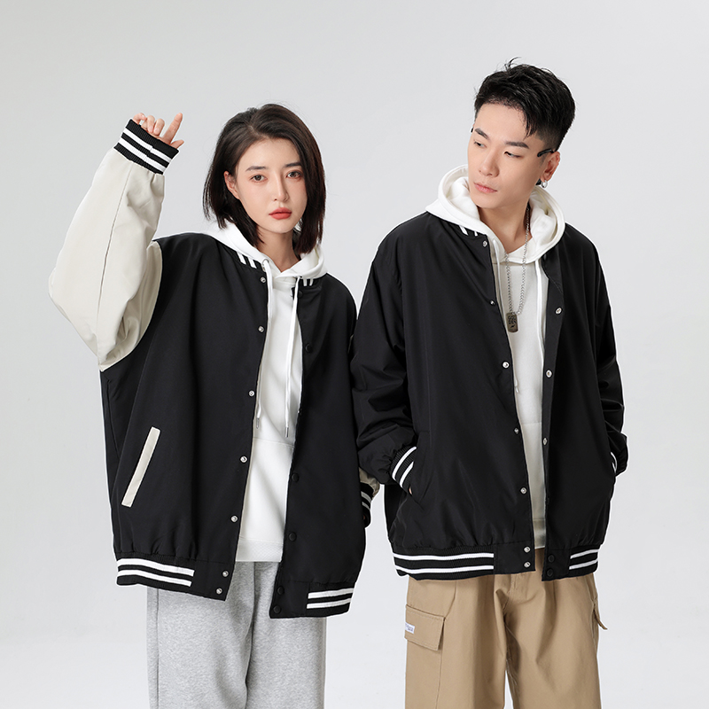 D807#情侶拼色棒球服